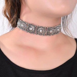 C23 | Boho Choker Antique Silver Statement Collar